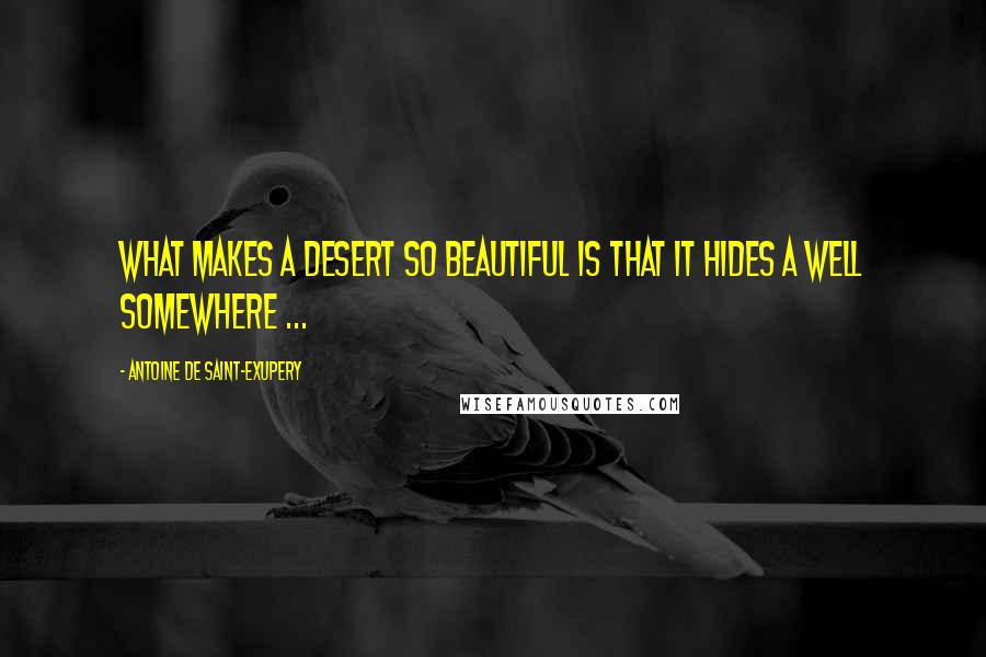 Antoine De Saint-Exupery Quotes: What makes a desert so beautiful is that it hides a well somewhere ...