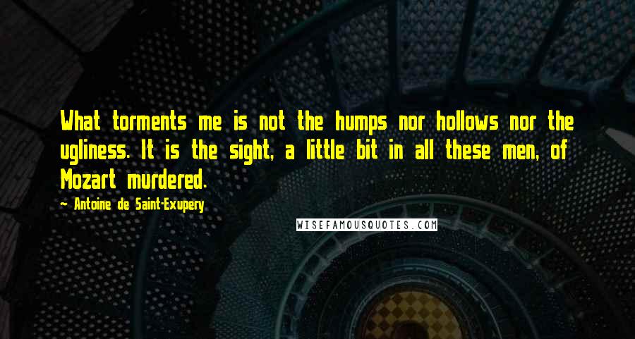 Antoine De Saint-Exupery Quotes: What torments me is not the humps nor hollows nor the ugliness. It is the sight, a little bit in all these men, of Mozart murdered.