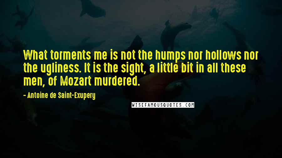 Antoine De Saint-Exupery Quotes: What torments me is not the humps nor hollows nor the ugliness. It is the sight, a little bit in all these men, of Mozart murdered.