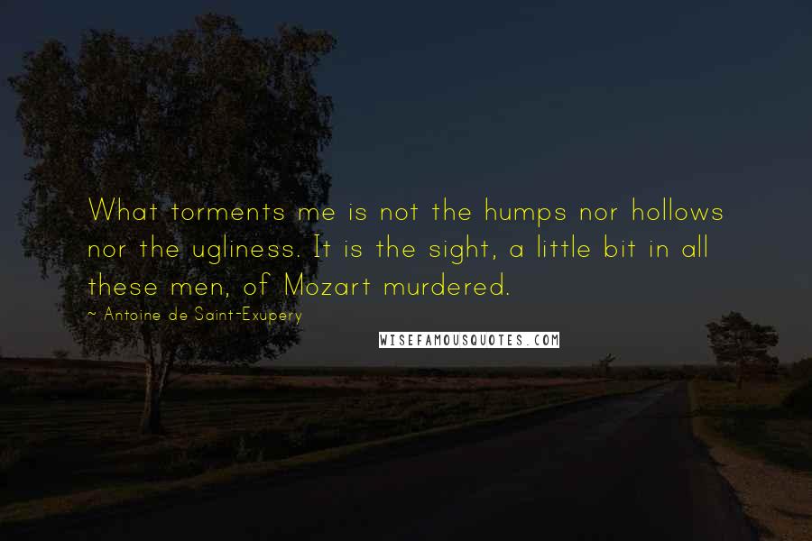 Antoine De Saint-Exupery Quotes: What torments me is not the humps nor hollows nor the ugliness. It is the sight, a little bit in all these men, of Mozart murdered.