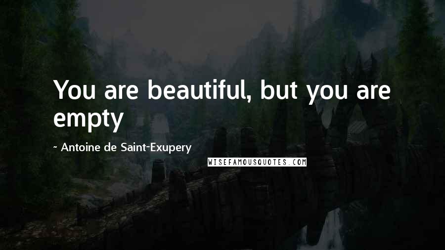 Antoine De Saint-Exupery Quotes: You are beautiful, but you are empty