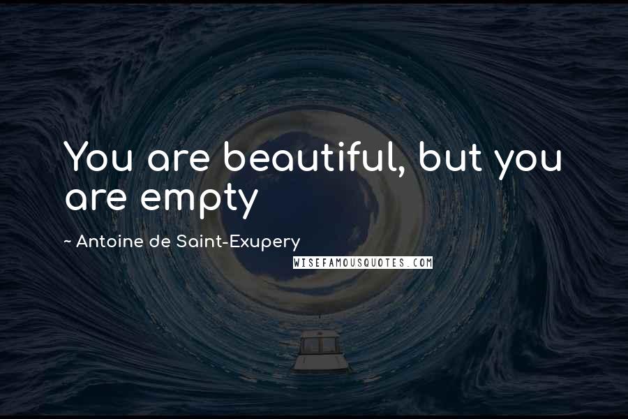 Antoine De Saint-Exupery Quotes: You are beautiful, but you are empty