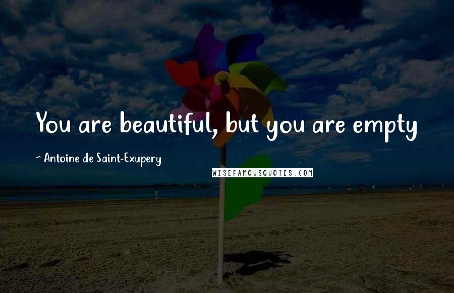 Antoine De Saint-Exupery Quotes: You are beautiful, but you are empty