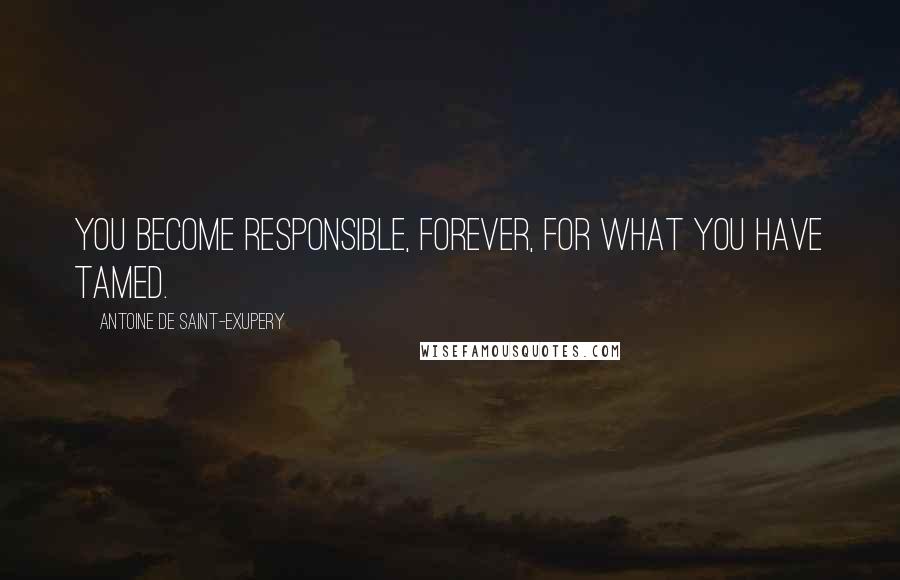 Antoine De Saint-Exupery Quotes: You become responsible, forever, for what you have tamed.