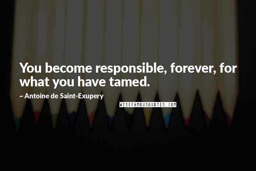 Antoine De Saint-Exupery Quotes: You become responsible, forever, for what you have tamed.