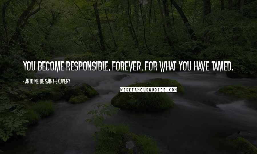 Antoine De Saint-Exupery Quotes: You become responsible, forever, for what you have tamed.