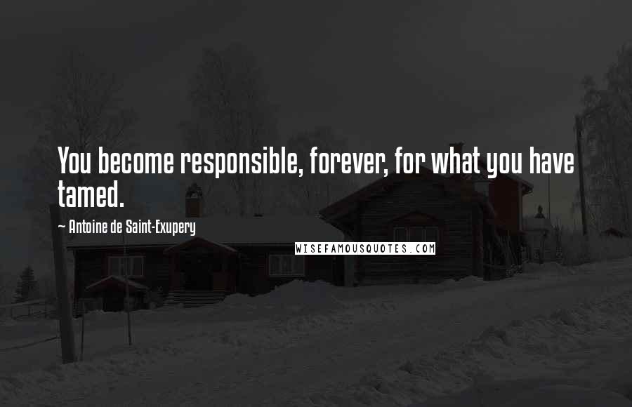 Antoine De Saint-Exupery Quotes: You become responsible, forever, for what you have tamed.