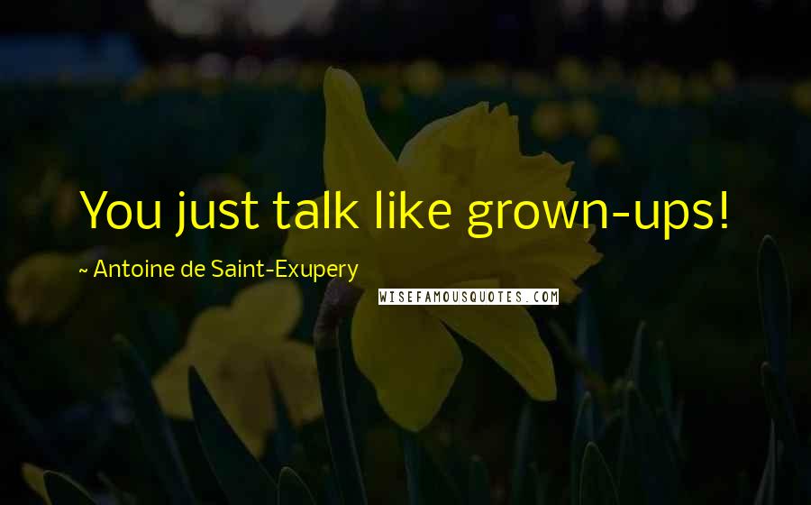 Antoine De Saint-Exupery Quotes: You just talk like grown-ups!