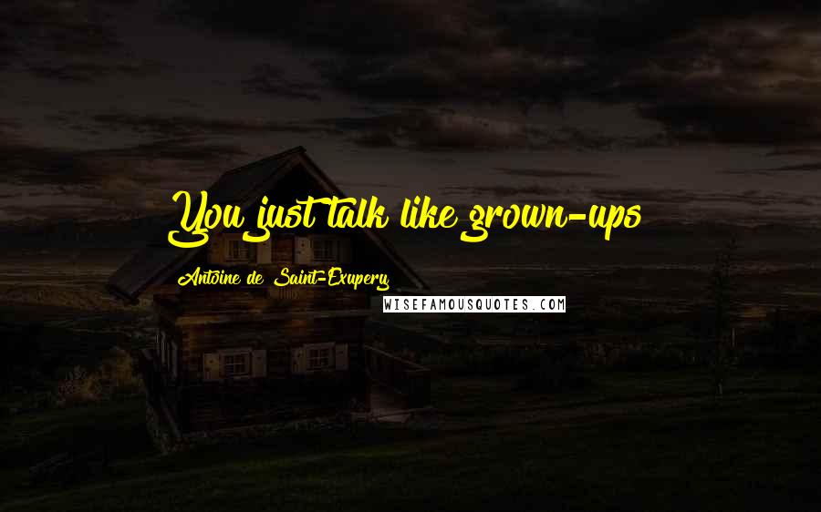 Antoine De Saint-Exupery Quotes: You just talk like grown-ups!
