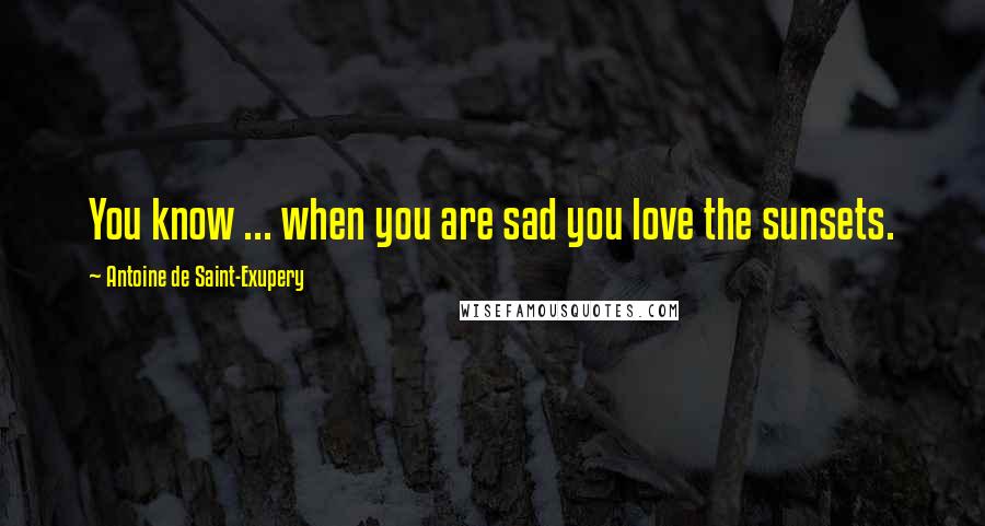 Antoine De Saint-Exupery Quotes: You know ... when you are sad you love the sunsets.