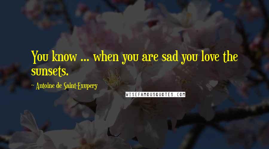 Antoine De Saint-Exupery Quotes: You know ... when you are sad you love the sunsets.