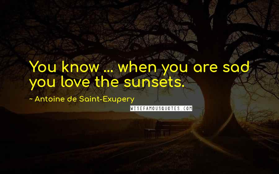 Antoine De Saint-Exupery Quotes: You know ... when you are sad you love the sunsets.