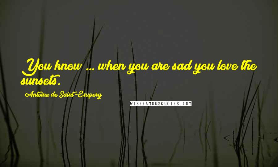 Antoine De Saint-Exupery Quotes: You know ... when you are sad you love the sunsets.