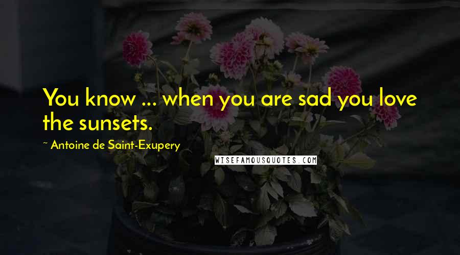 Antoine De Saint-Exupery Quotes: You know ... when you are sad you love the sunsets.