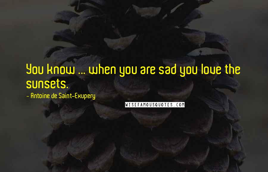 Antoine De Saint-Exupery Quotes: You know ... when you are sad you love the sunsets.