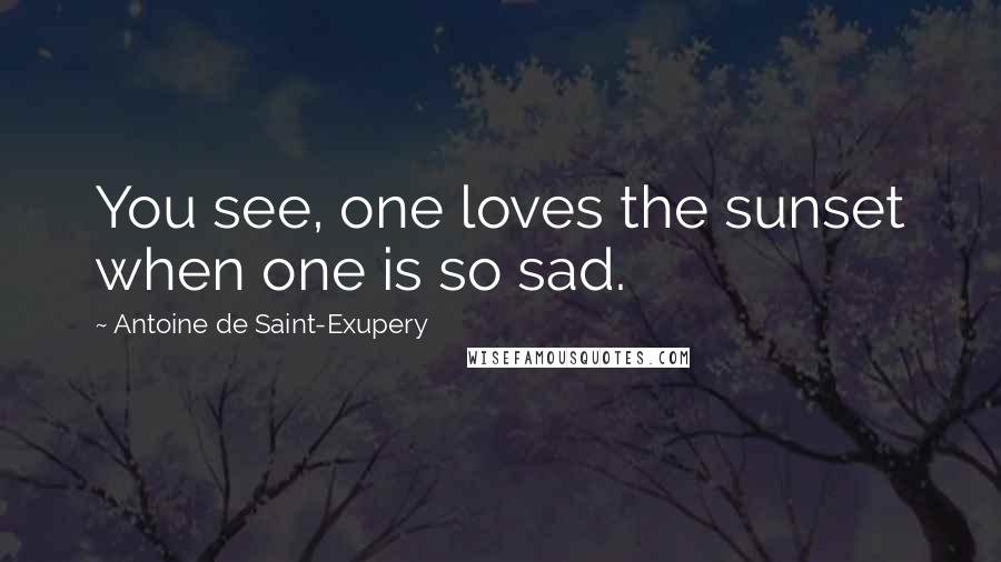 Antoine De Saint-Exupery Quotes: You see, one loves the sunset when one is so sad.