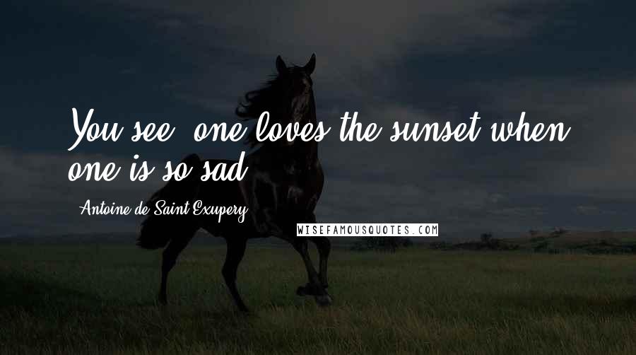 Antoine De Saint-Exupery Quotes: You see, one loves the sunset when one is so sad.