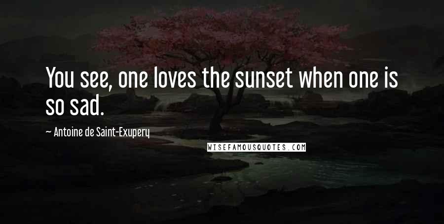 Antoine De Saint-Exupery Quotes: You see, one loves the sunset when one is so sad.