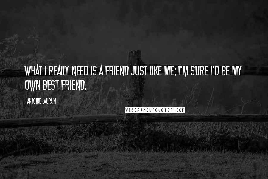 Antoine Laurain Quotes: What I really need is a friend just like me; I'm sure I'd be my own best friend.