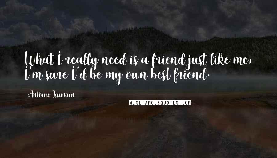 Antoine Laurain Quotes: What I really need is a friend just like me; I'm sure I'd be my own best friend.