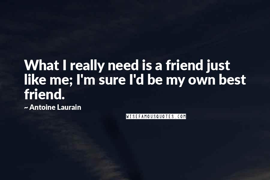 Antoine Laurain Quotes: What I really need is a friend just like me; I'm sure I'd be my own best friend.