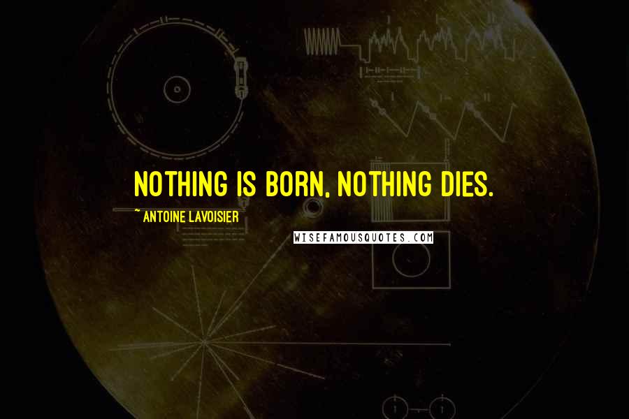 Antoine Lavoisier Quotes: Nothing is born, nothing dies.