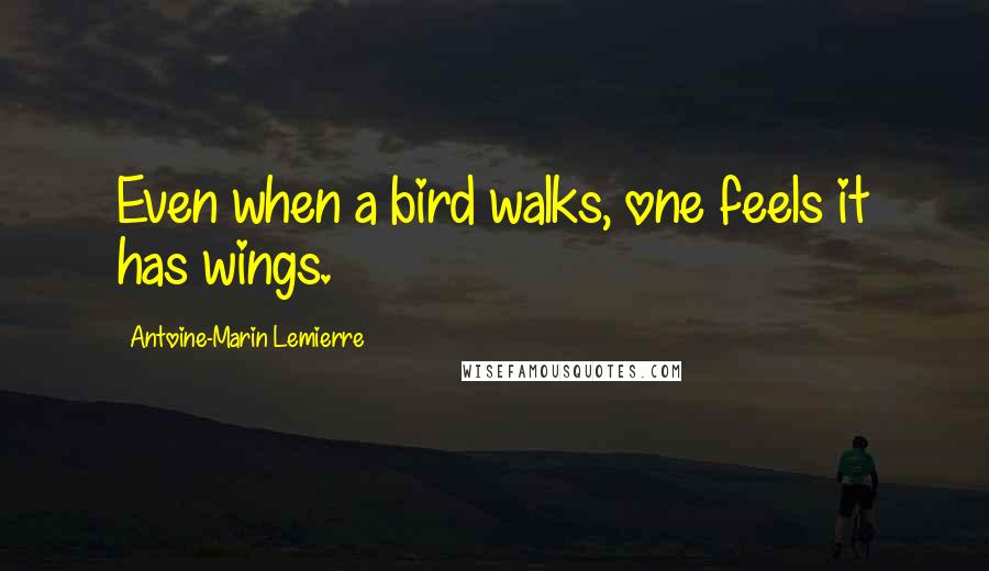 Antoine-Marin Lemierre Quotes: Even when a bird walks, one feels it has wings.