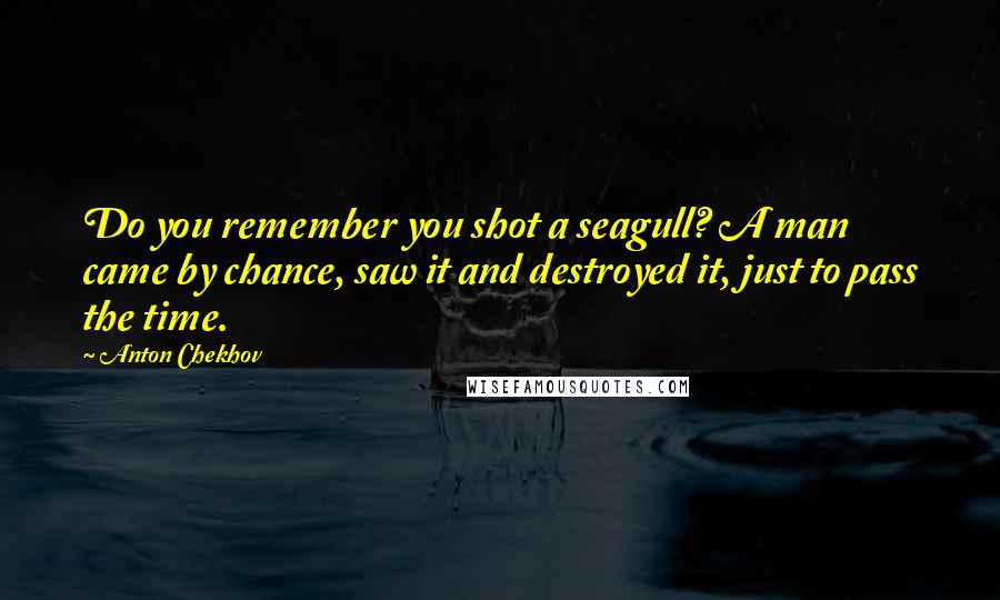 Anton Chekhov Quotes: Do you remember you shot a seagull? A man came by chance, saw it and destroyed it, just to pass the time.