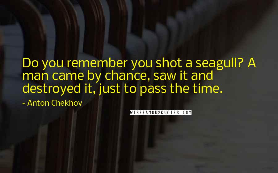 Anton Chekhov Quotes: Do you remember you shot a seagull? A man came by chance, saw it and destroyed it, just to pass the time.