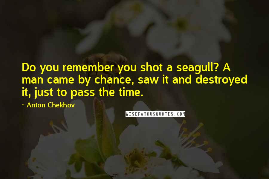 Anton Chekhov Quotes: Do you remember you shot a seagull? A man came by chance, saw it and destroyed it, just to pass the time.