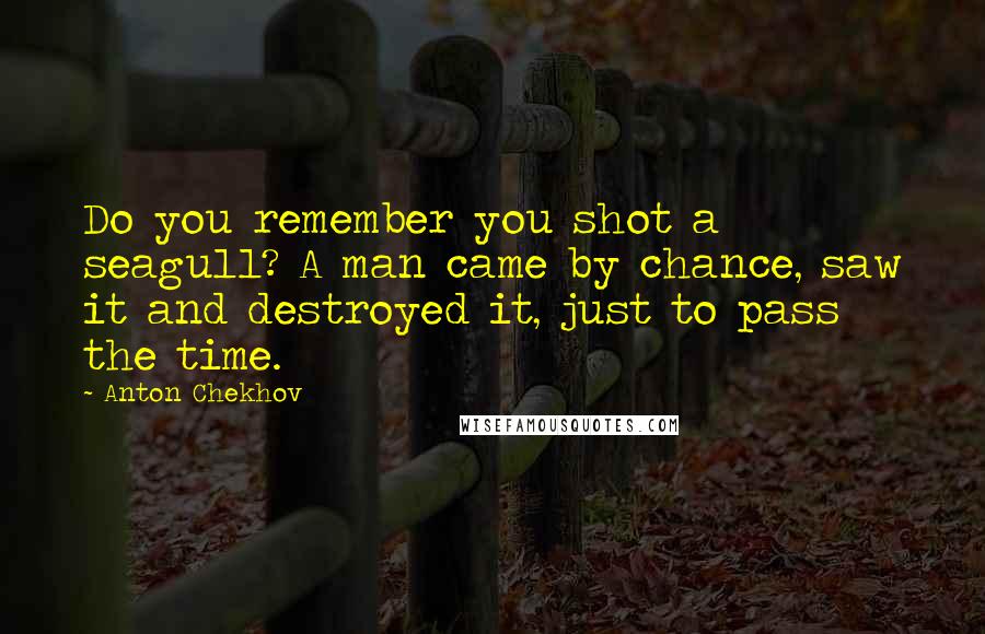 Anton Chekhov Quotes: Do you remember you shot a seagull? A man came by chance, saw it and destroyed it, just to pass the time.