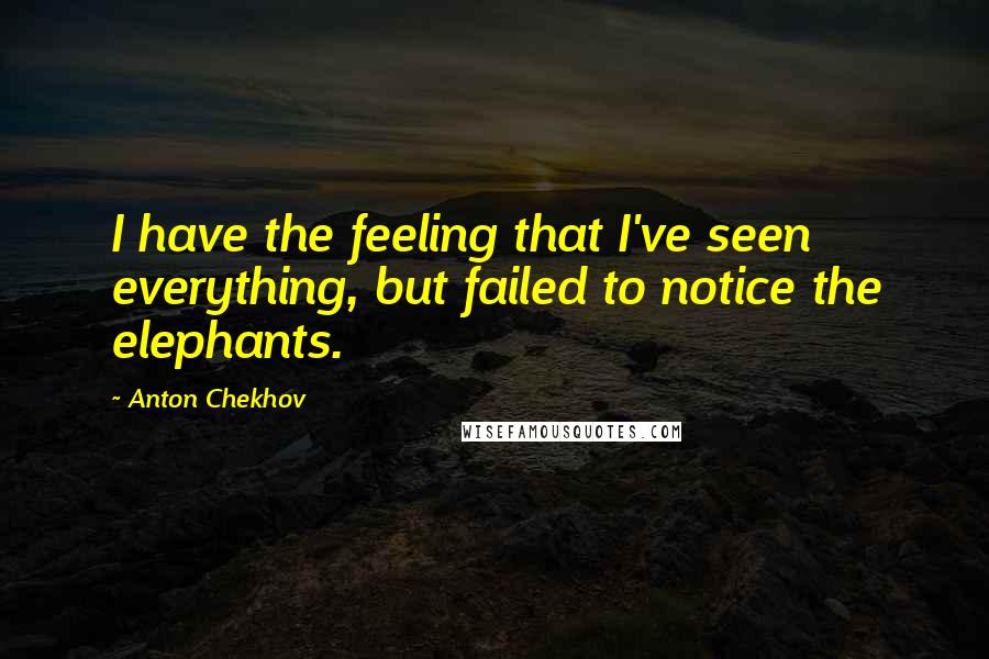 Anton Chekhov Quotes: I have the feeling that I've seen everything, but failed to notice the elephants.