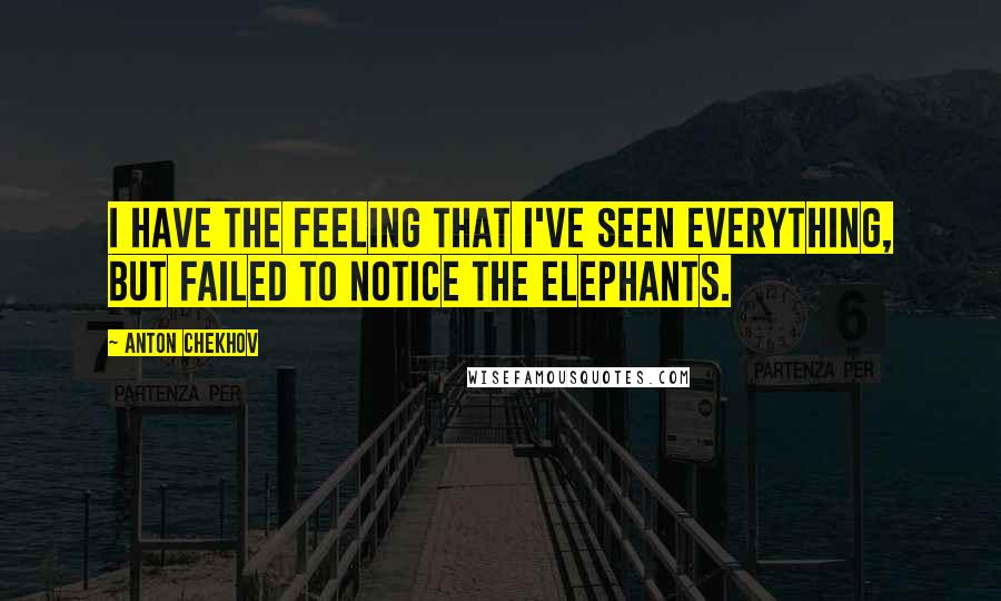 Anton Chekhov Quotes: I have the feeling that I've seen everything, but failed to notice the elephants.