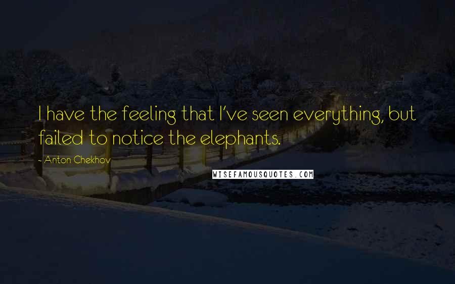 Anton Chekhov Quotes: I have the feeling that I've seen everything, but failed to notice the elephants.