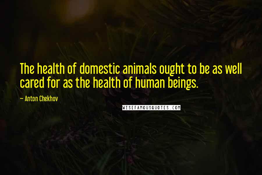Anton Chekhov Quotes: The health of domestic animals ought to be as well cared for as the health of human beings.