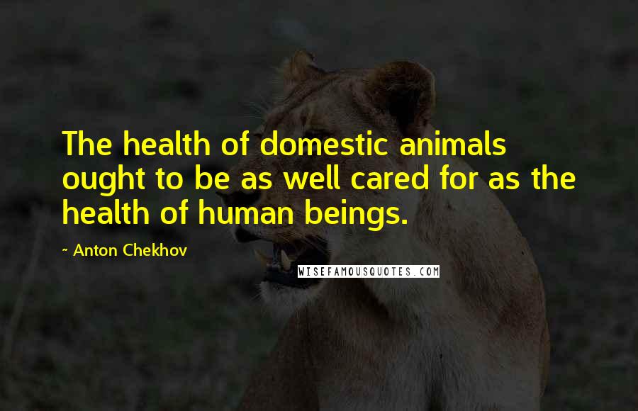 Anton Chekhov Quotes: The health of domestic animals ought to be as well cared for as the health of human beings.