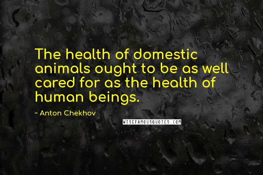 Anton Chekhov Quotes: The health of domestic animals ought to be as well cared for as the health of human beings.