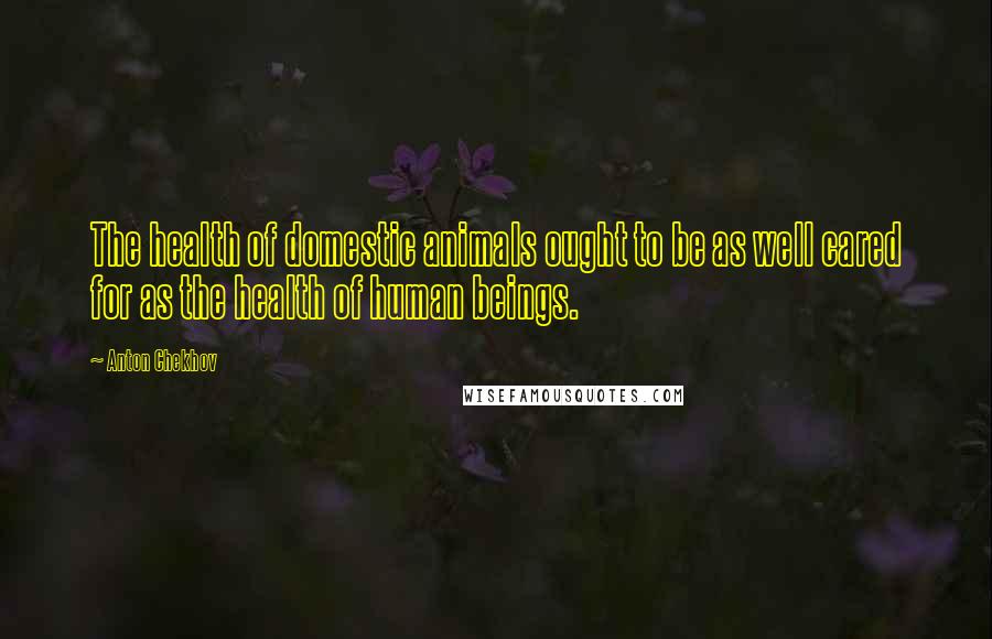 Anton Chekhov Quotes: The health of domestic animals ought to be as well cared for as the health of human beings.
