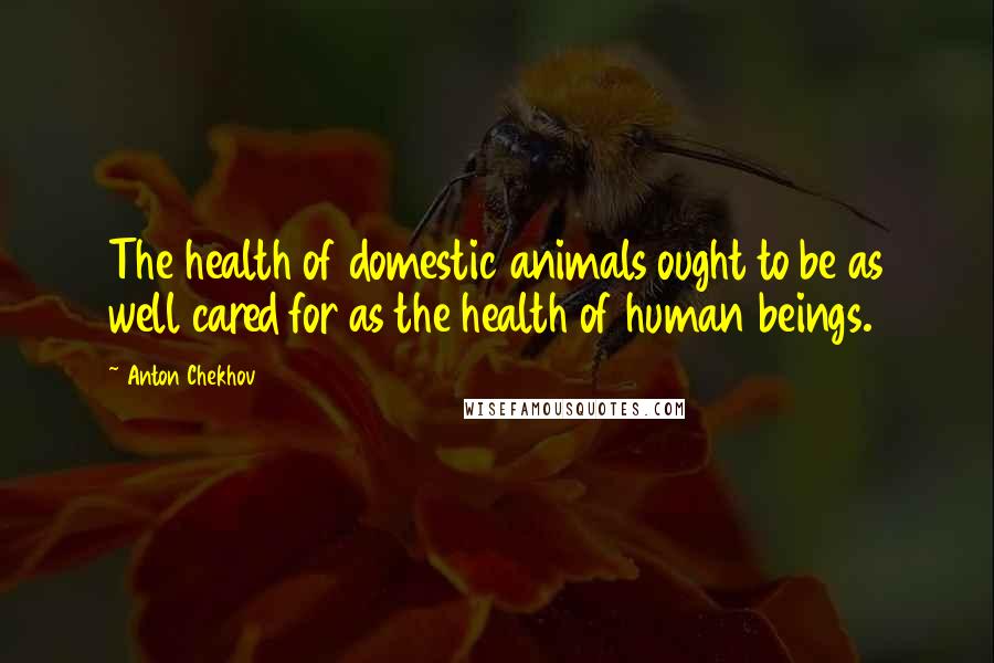 Anton Chekhov Quotes: The health of domestic animals ought to be as well cared for as the health of human beings.
