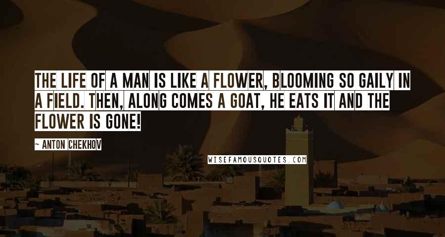 Anton Chekhov Quotes: The life of a man is like a flower, blooming so gaily in a field. Then, along comes a goat, he eats it and the flower is gone!