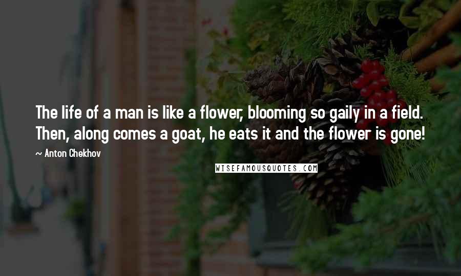 Anton Chekhov Quotes: The life of a man is like a flower, blooming so gaily in a field. Then, along comes a goat, he eats it and the flower is gone!