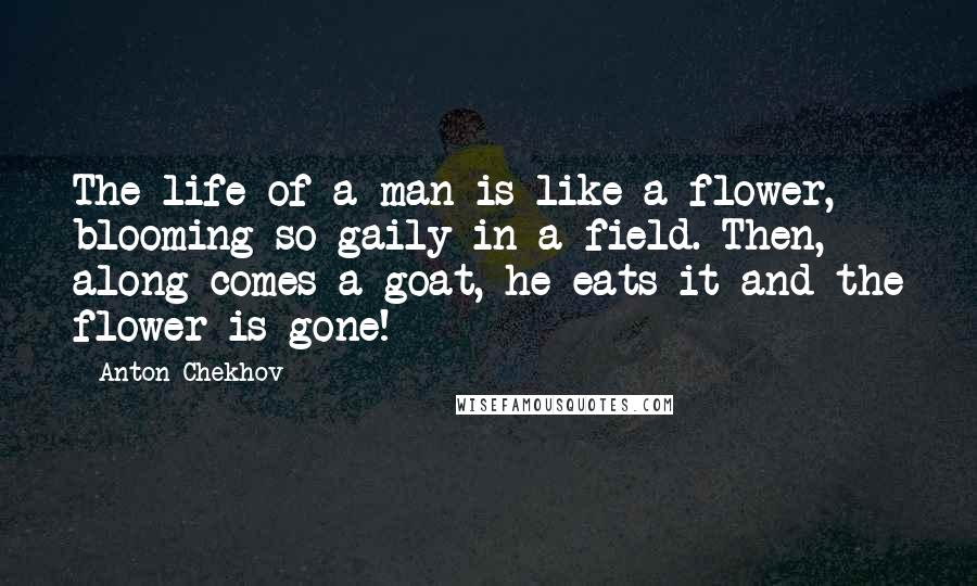 Anton Chekhov Quotes: The life of a man is like a flower, blooming so gaily in a field. Then, along comes a goat, he eats it and the flower is gone!