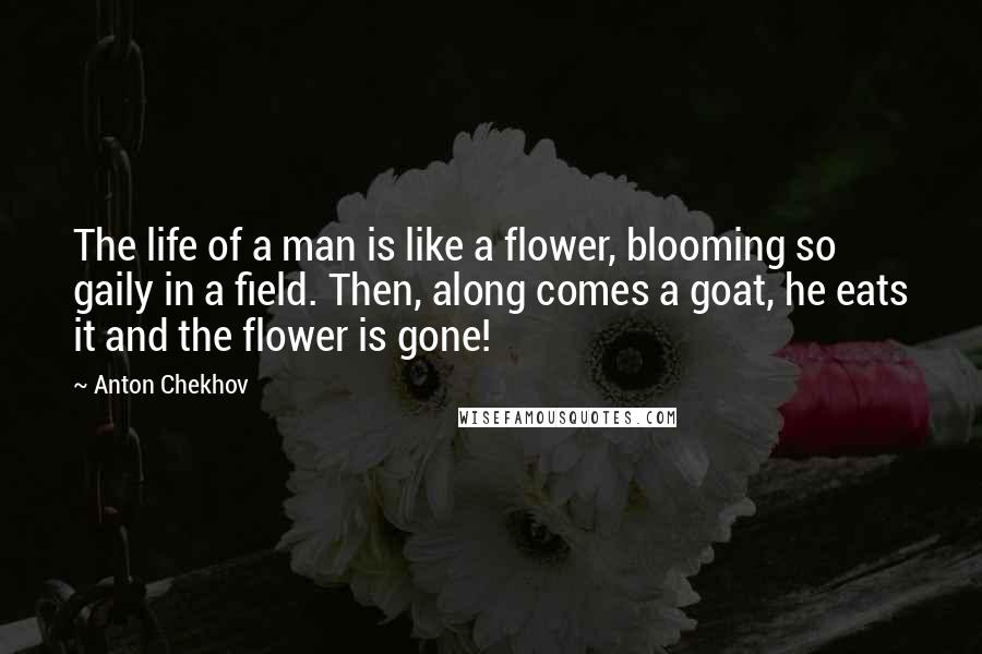 Anton Chekhov Quotes: The life of a man is like a flower, blooming so gaily in a field. Then, along comes a goat, he eats it and the flower is gone!