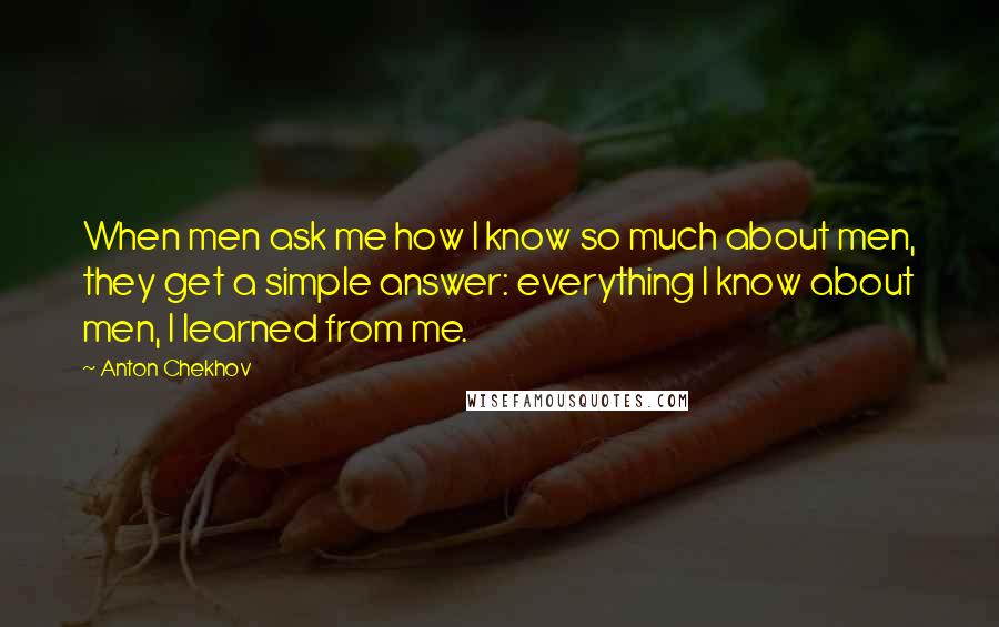 Anton Chekhov Quotes: When men ask me how I know so much about men, they get a simple answer: everything I know about men, I learned from me.