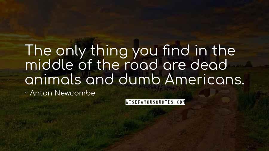 Anton Newcombe Quotes: The only thing you find in the middle of the road are dead animals and dumb Americans.