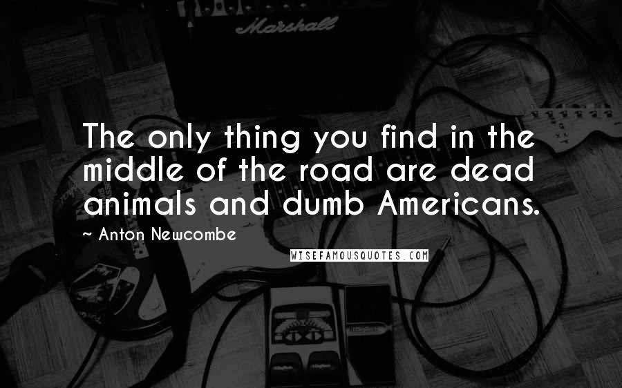 Anton Newcombe Quotes: The only thing you find in the middle of the road are dead animals and dumb Americans.