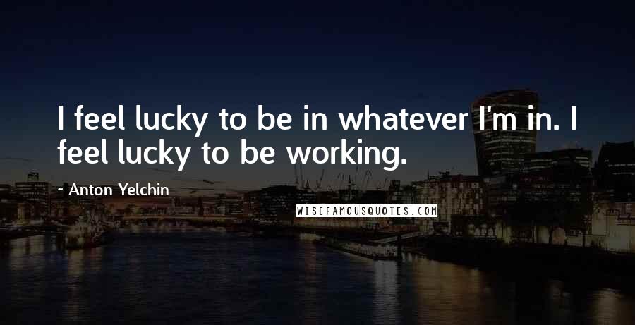 Anton Yelchin Quotes: I feel lucky to be in whatever I'm in. I feel lucky to be working.