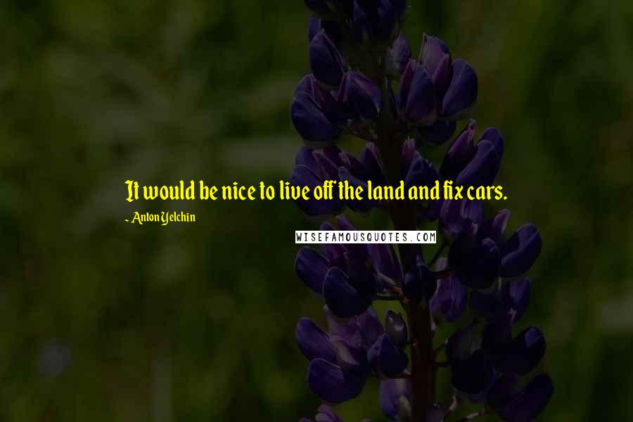 Anton Yelchin Quotes: It would be nice to live off the land and fix cars.