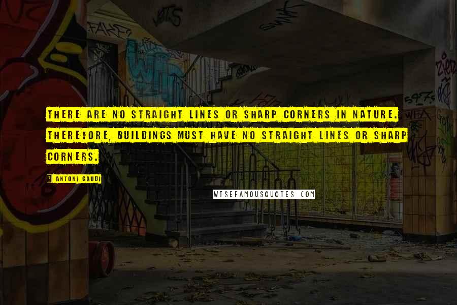 Antoni Gaudi Quotes: There are no straight lines or sharp corners in nature. Therefore, buildings must have no straight lines or sharp corners.