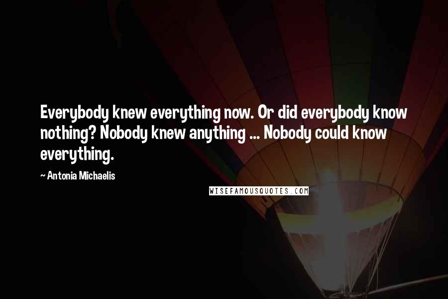 Antonia Michaelis Quotes: Everybody knew everything now. Or did everybody know nothing? Nobody knew anything ... Nobody could know everything.